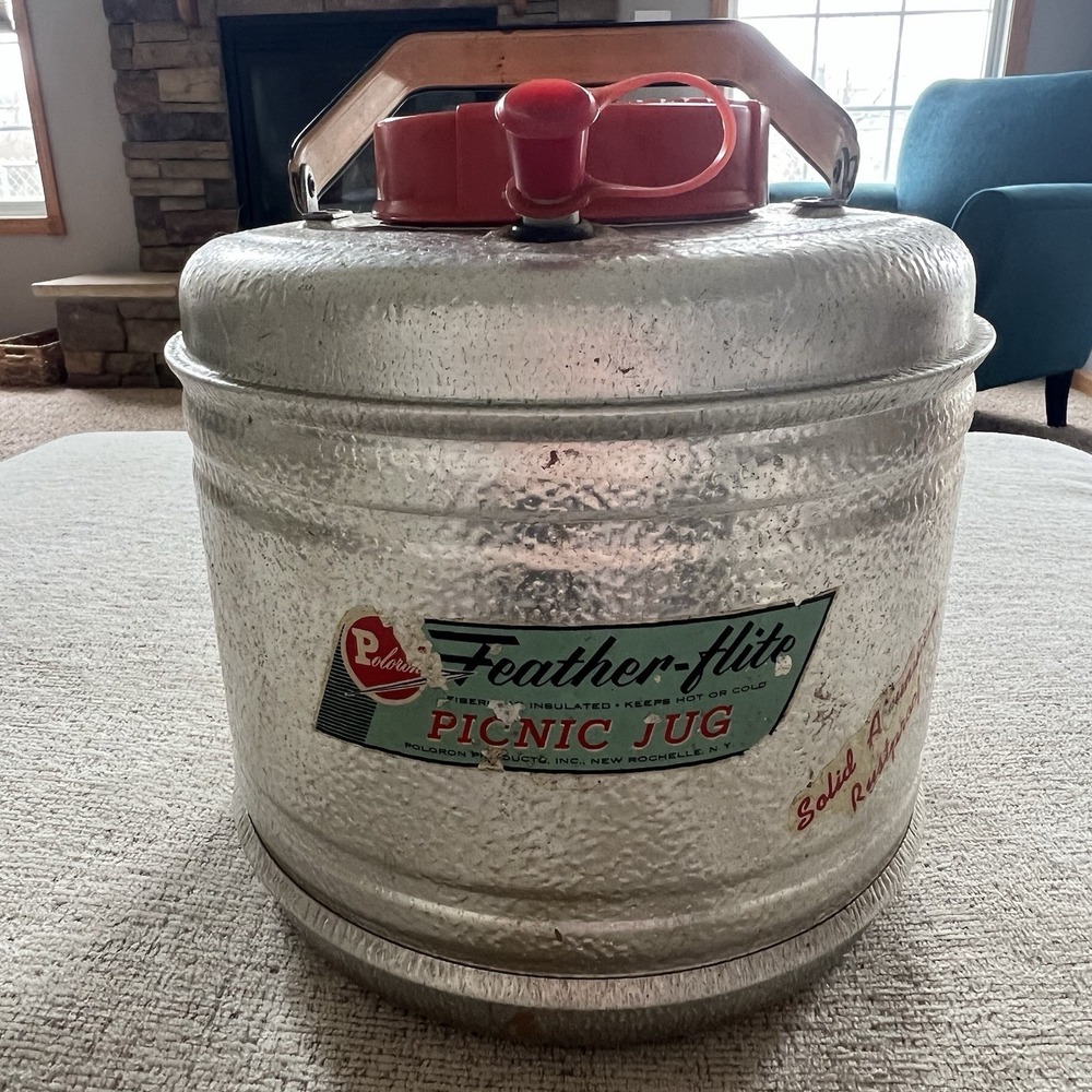 Vintage Poloron Featherflite  Aluminum Water Cooler 2 Gallon MCM Picnic Jug